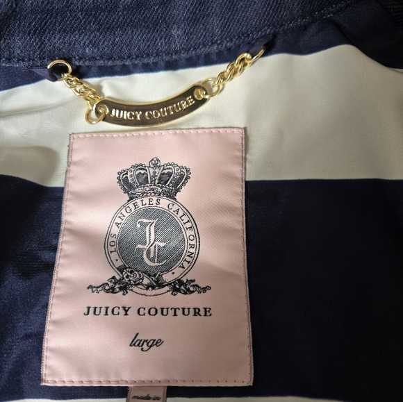Juicy Couture Y2K Navy Peacoat, Branded Gold Buttons. Nautical Lining. Size L - Picture 12 of 15